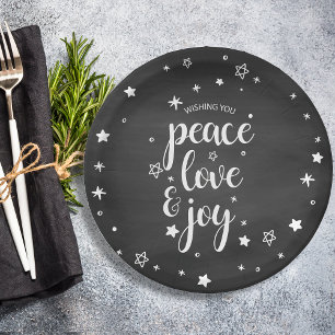 Assiettes En Carton Paix Amour Joie Étoile Noël Vacances