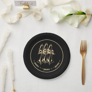Assiettes En Carton Paix ! Angel Black Gold
