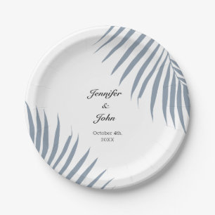 Assiettes En Carton Palm Tree Folift Dusty Blue Feuille Mariage Cool