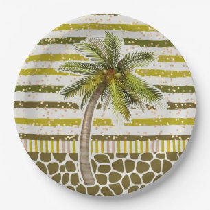 Assiettes En Carton Palm Tree Tropical