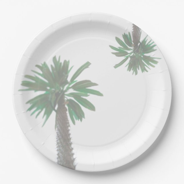 Assiettes En Carton Palmier Stylisé Pastel Green Tropical (Devant)