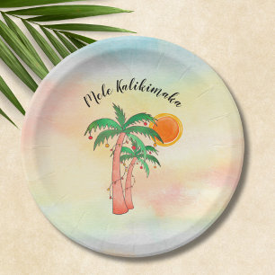 Assiettes En Carton Palmiers Mele Kalikimaka