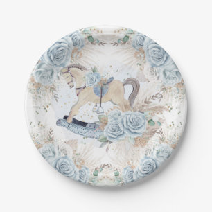 Assiettes En Carton Pampas Grass Blue Floral Rocse Baby shower