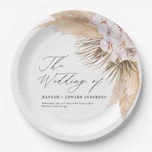 Assiettes En Carton Pampas herbe séché botanique script boho mariage