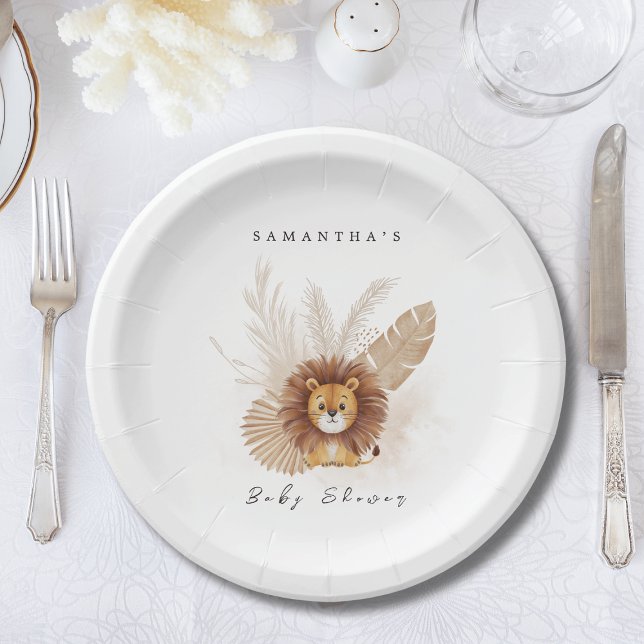 Assiettes En Carton Pampas Lion baby shower invitation Panneau de bien (Créateur téléchargé)