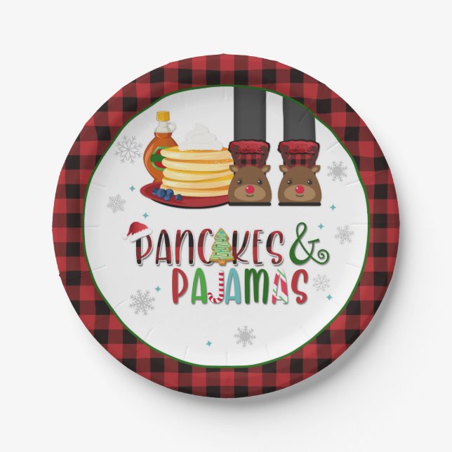 Assiettes En Carton Pancakes & Pyjamas Plaque de fête de Noël - W (Devant)