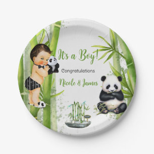 Assiettes En Carton Panda Bamboo Thème Baby Boy Black White Green