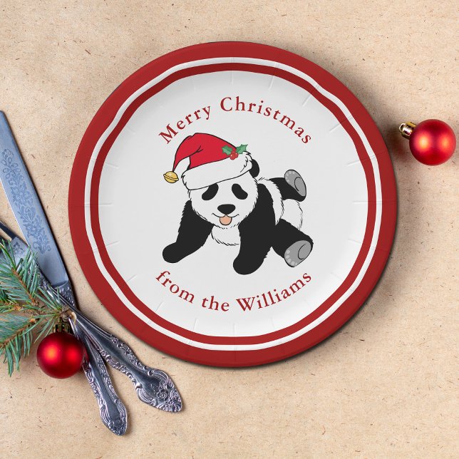 Assiettes En Carton Panda Bear Noël mignon Custom Red Party (Créateur téléchargé)