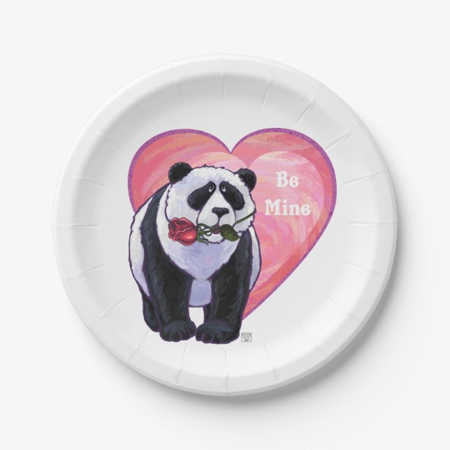 Assiettes En Carton Panda Bear Saint Valentin (Devant)