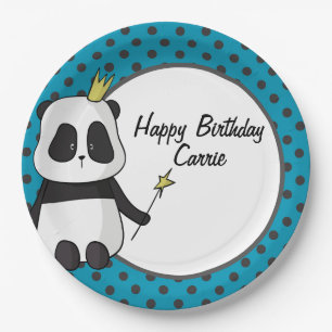 Assiettes En Carton Panda et Pois personnalisables