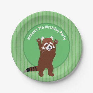Assiettes En Carton Panda Rouge Cute Personnalisé Anniversaire Personn