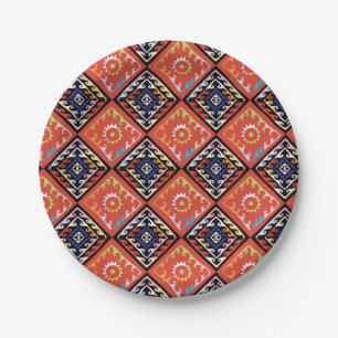 Assiettes En Carton Panier africain - Motif multiple