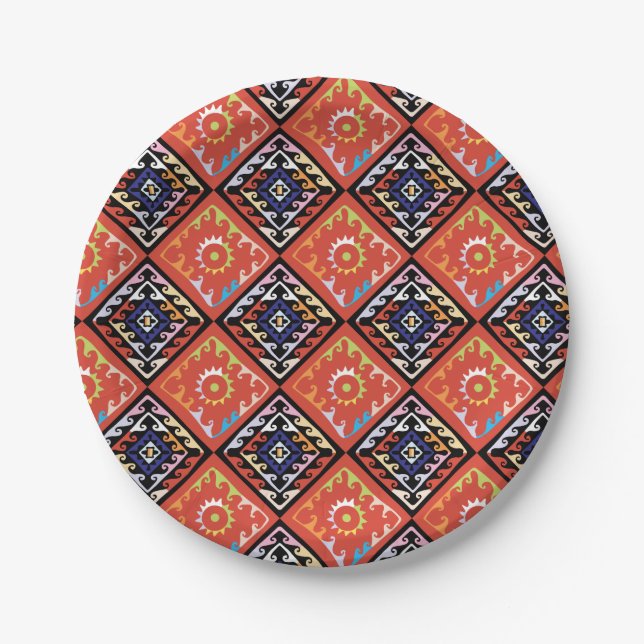 Assiettes En Carton Panier africain - Motif multiple (Devant)