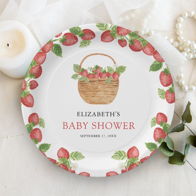 Assiettes En Carton Panier de fraises Berry Baby shower sucré (Créateur téléchargé)