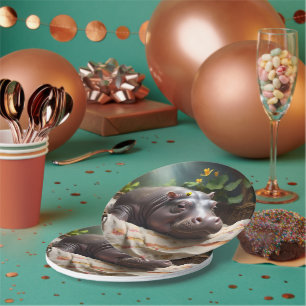 Assiettes En Carton **"Panier de rêves : une petite sieste de bébé hip