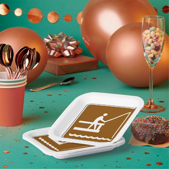 Assiettes En Carton Panneau de la zone de pêche (Créateur téléchargé)