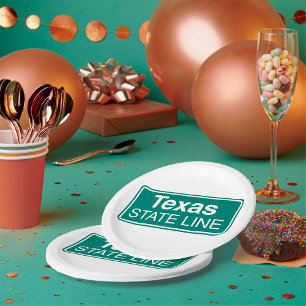 Assiettes En Carton Panneau routier vert classique de la ligne d'État