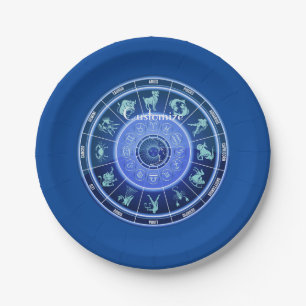 Assiettes En Carton Panneau solaire Zodiac Calendrier Astrologie Thund