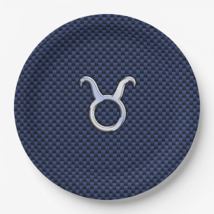 Assiettes En Carton Panneau Taurus Zodiac Navy Blue Carbon Fiber Style