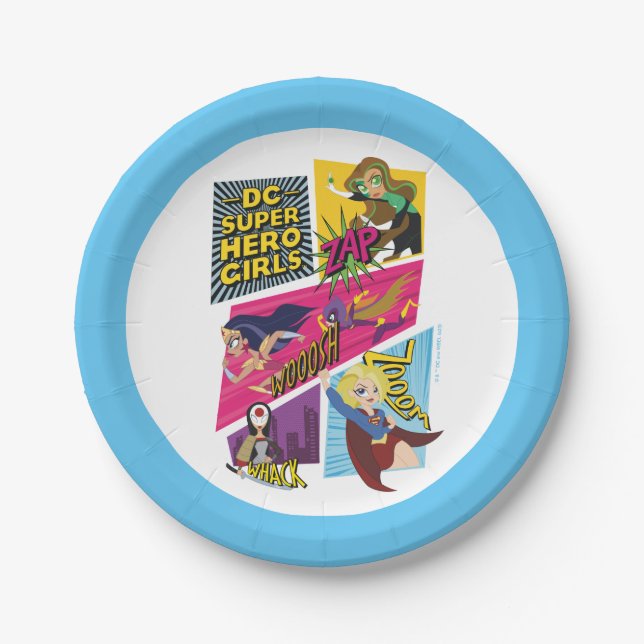 Assiettes En Carton Panneaux d'action pour filles Super Hero DC (Devant)