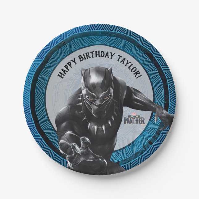 Assiettes En Carton Panthère noire | Anniversaire de la tribu wakandan (Devant)