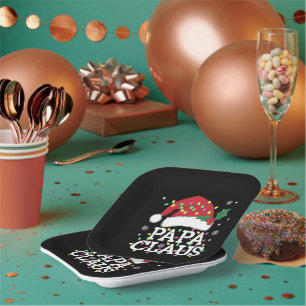 Assiettes En Carton Papa Claus Lumières Noël Pyjama Famille Correspond