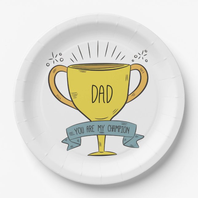 Assiettes En Carton Papa Ma Fête des pères Champion | Plaque de papier (Devant)