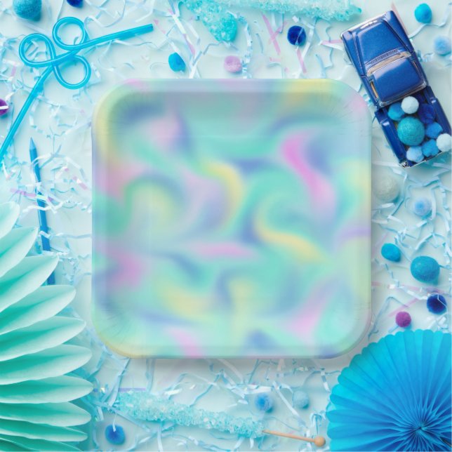 Assiettes En Carton Pape Motif Abstrait Blurred Pretty Pastel Fils (Fête)