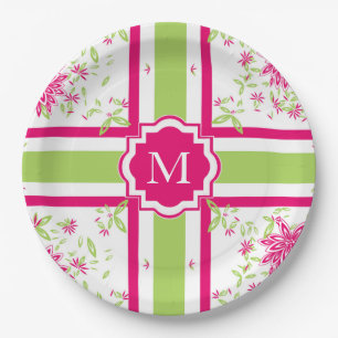 ASSIETTES EN CARTON PAPIER CHIC PLATE_LOVELY PINK/GREEN CHAUD FLORAL