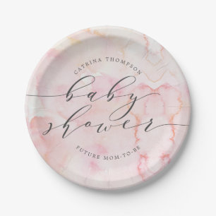 Assiettes En Carton Papier de Baby shower Elegant Blush Watercolor
