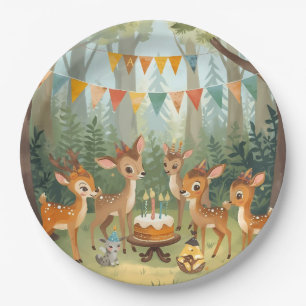 Assiettes En Carton Papier de fête d'anniversaire de la petite forêt d