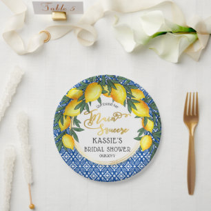 Assiettes En Carton Papier de Fête des mariées Tropique citron à la fi