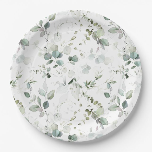 Assiettes En Carton Papier de feuillage Eucalyptus (Devant)