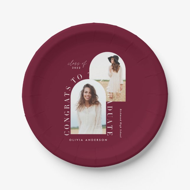 Assiettes En Carton Papier de graduation géométrique multiphoto modern (Devant)