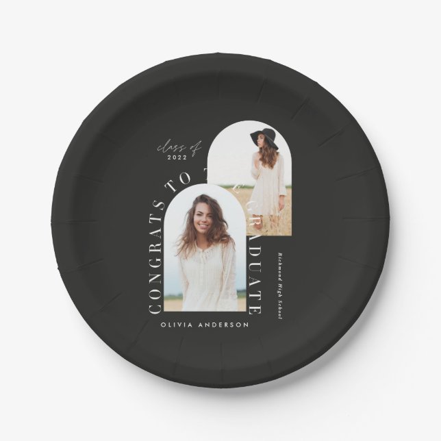 Assiettes En Carton Papier de graduation géométrique multiphoto modern (Devant)