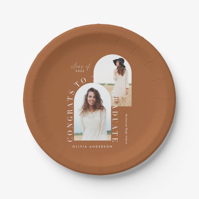 Assiettes En Carton Papier de graduation géométrique multiphoto modern (Devant)