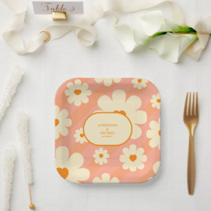 Assiettes En Carton Papier de mariage à tons feutrés sur le thème rétr