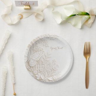 Assiettes En Carton Papier découpé élégant papillon avec cadre floral