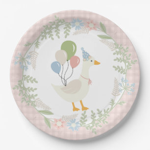 Assiettes En Carton Papier En vichy floral rose Silly Goose