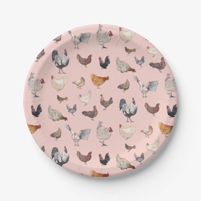 Assiettes En Carton Papier et Plaques de fête au poulet (Devant)
