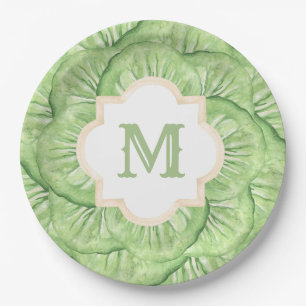 Assiettes En Carton Papier monogramme de la feuille de chou du grand-m
