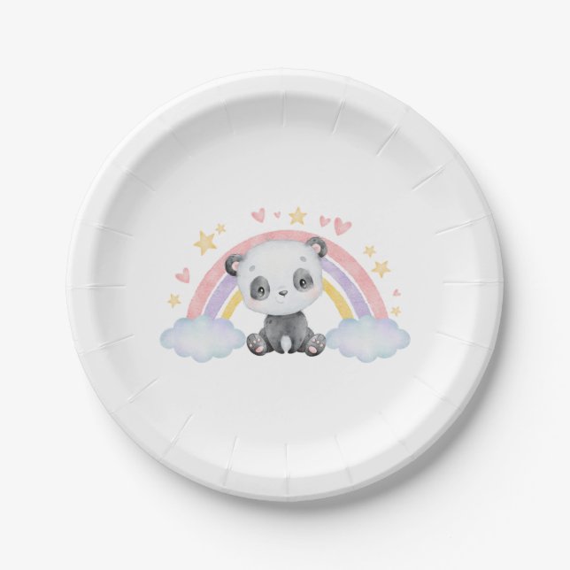 Assiettes En Carton Papier Panda Cute Plaques d'anniversaire (Devant)