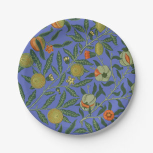 Assiettes En Carton Papier peint coloré grenade bleu William Morris