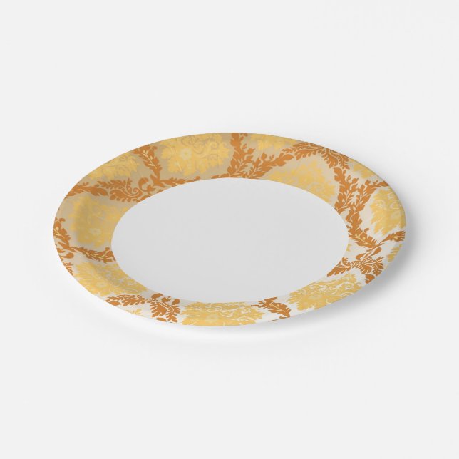 Assiettes En Carton Papier peint Damas 5 (Angle)