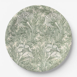Assiettes En Carton Papier peint tulipe classique vert de William Morr