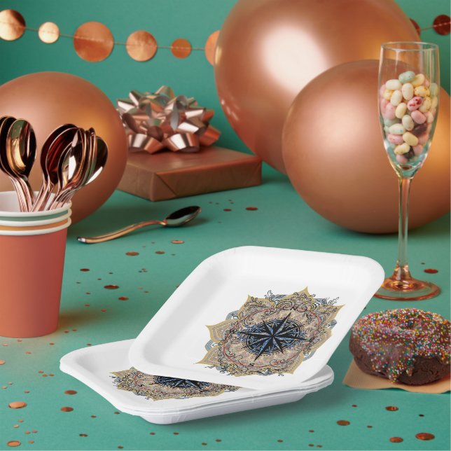 Assiettes En Carton Papier Plaque Bouton Bouteille Ouvert turkmène mot (Multi)