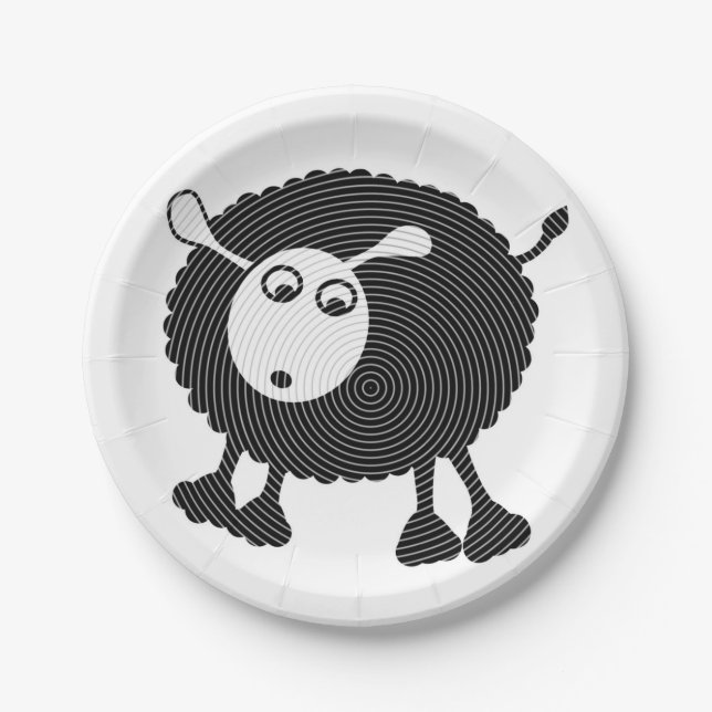 Assiettes En Carton Papier Plate-$1.50/plate de moutons noirs (Devant)