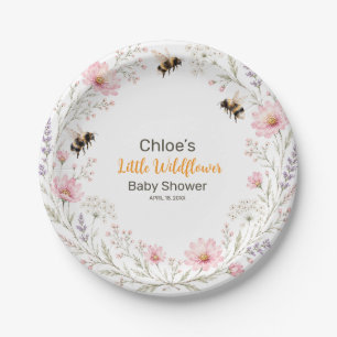 Assiettes En Carton Papier pour Baby Shower Little Wildflower Bee