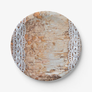 Assiettes En Carton Papier rond 7" Tôle de pays grange en dentelle de 