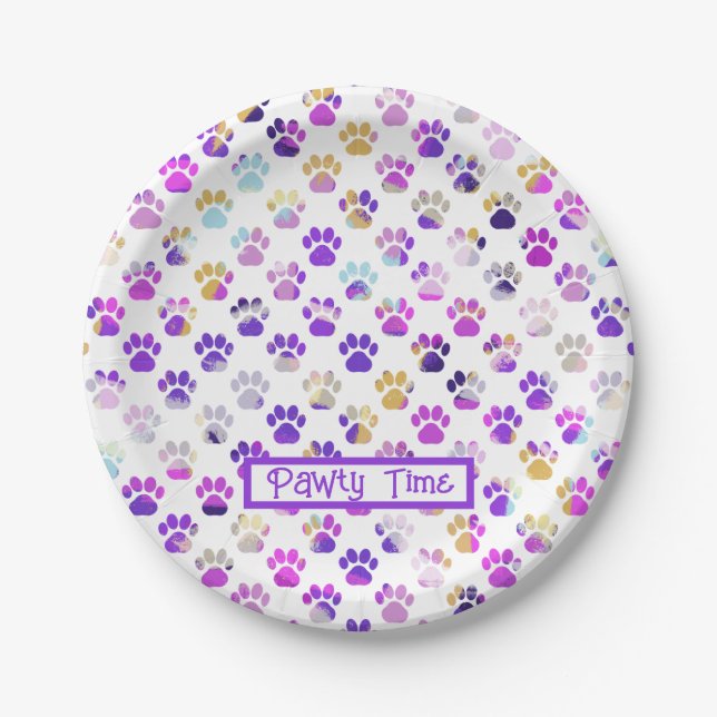 Assiettes En Carton Papier rose rose pâle violet silhouette animal (Devant)